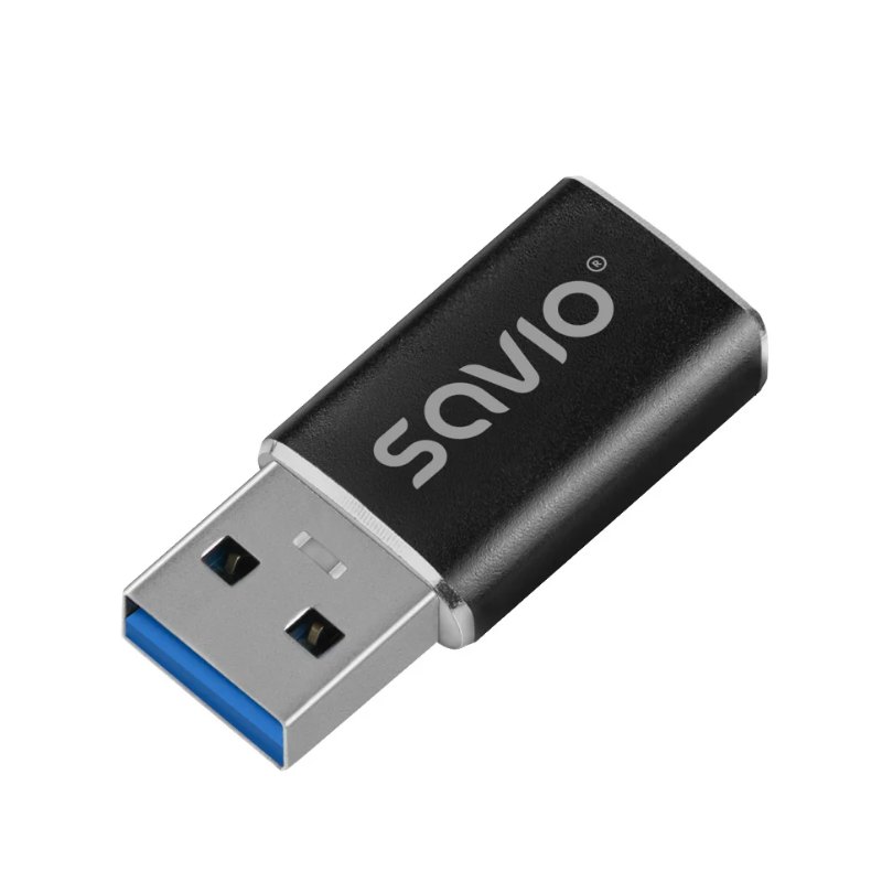 ADAPTADOR SAVIO AK-81 USB-C 3.1 USB-A 3.1 BLACK NEGRO/5 GBPS/USB-C 3.1 (H) ? USB-A 3.1 (M)