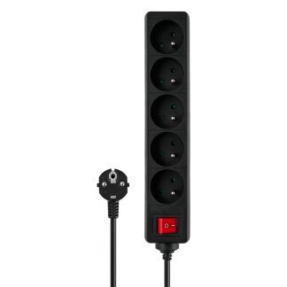 REGLETA DE 5 ENCHUFES 3M NEGRO SAVIO LZ-01 CON INTERRUPTOR/CAPACIDAD MAXIMA 2500W