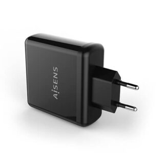 CARGADOR USB-C PD3.0 + USB-C QC3.0 AISENS NEGRO