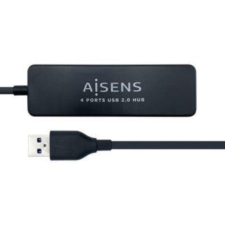 HUB 4 PUERTOS USB 2.0 AISENS 480MBIT/S NEGRO