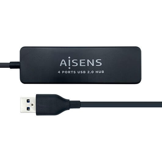 HUB 4 PUERTOS USB 2.0 AISENS 480MBIT/S NEGRO