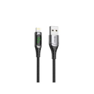 CABLE LIGHTNING QCHARX FORMENTERA 1M 1M/USB A LIGHTNING/3A/NEGRO/CORDON/DISPLAY