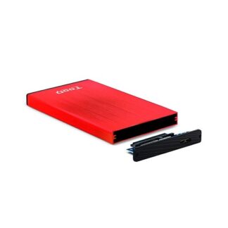 CAJA EXTERNA 2.5 USB3.2 SATA TOOQ ALUMINIO ROJO