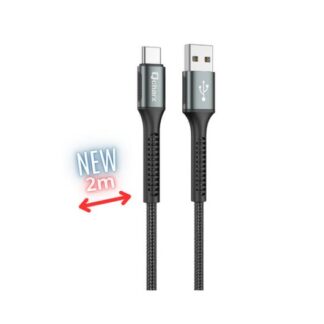 CABLE QCHARX PRAGUE TIPO C 2M USB A TIPO C/20W/NEGRO/CORDON/REFORZADO