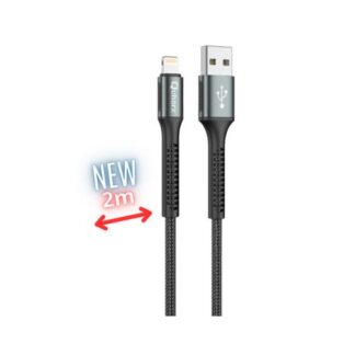 CABLE QCHARX PRAGUE LIGHTNING 2M USB A LIGHTNING/20W/NEGRO/CORDON/REFORZADO