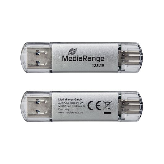 PENDRIVE COMBO 128GB USB 3.2 MEDIARANGE HIGH P. USB-A/USB-C/LECTURA 80MBS/ESCRITURA 20MBS