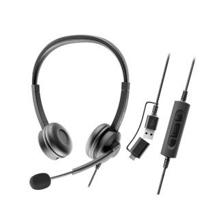 AURICULARES AXTEL FLOW STEREO USB-C + USB-A CANCELACION RUIDO/40MM/CABLE/STEREO HD