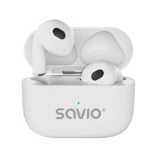 AURICULARES INALAMBRICOS SAVIO TWS-01 PRO WHITE 20H AUTONOMÍA/SONIDO CLARO/BT 5.4 AVANZADO