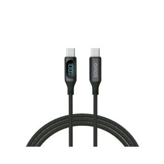 CABLE USB-C SAVIO CL-174 NEGRO TRANS.DATOS 480 MBS/CARGA RÁPIDA/PANTALLA/CABLE 1M